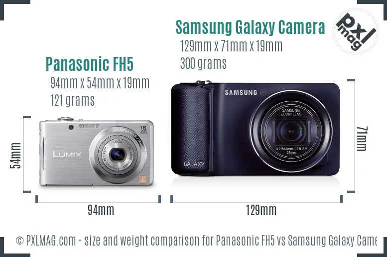 Panasonic FH5 vs Samsung Galaxy Camera size comparison Panasonic FH5 vs Samsung Galaxy Camera size comparison