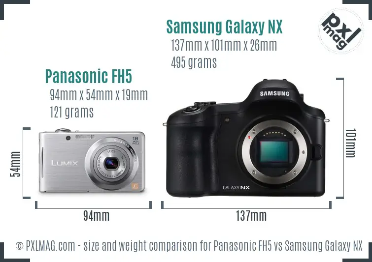 Panasonic FH5 vs Samsung Galaxy NX size comparison