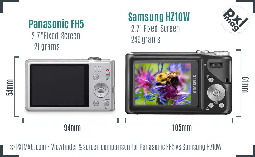 Panasonic FH5 vs Samsung HZ10W Screen and Viewfinder comparison Panasonic FH5 vs Samsung HZ10W Screen and Viewfinder comparison