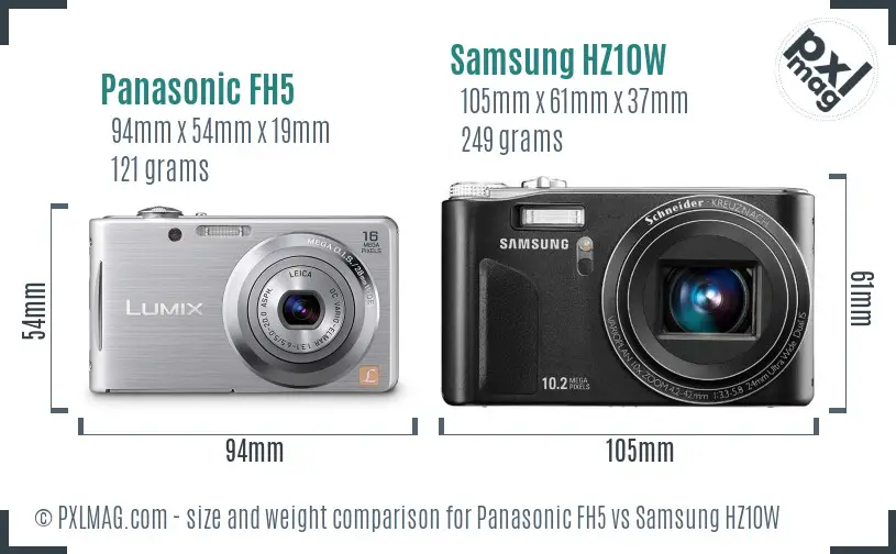Panasonic FH5 vs Samsung HZ10W size comparison Panasonic FH5 vs Samsung HZ10W size comparison