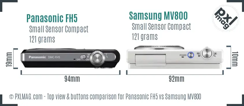 Panasonic FH5 vs Samsung MV800 top view buttons comparison