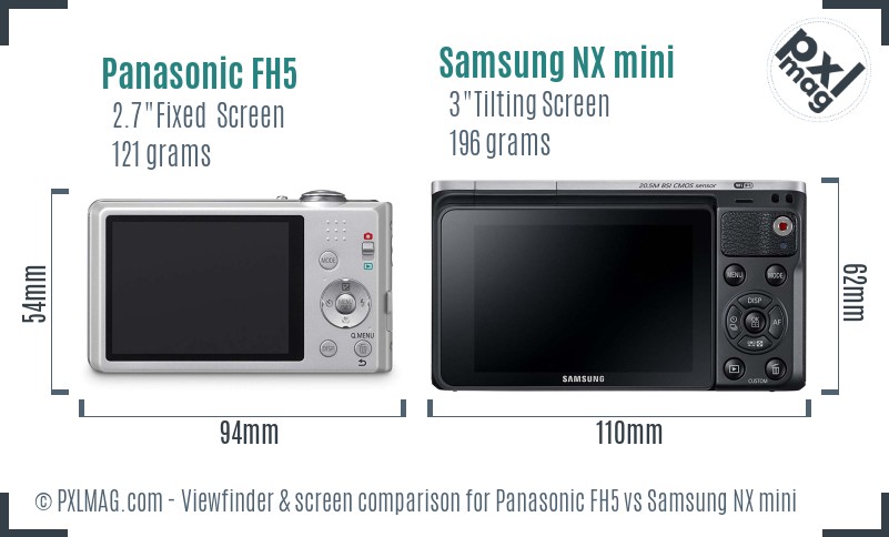 Panasonic FH5 vs Samsung NX mini Screen and Viewfinder comparison