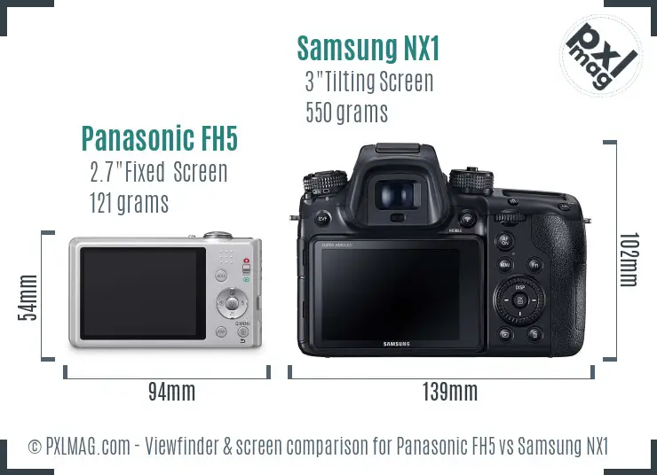 Panasonic FH5 vs Samsung NX1 Screen and Viewfinder comparison