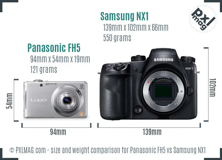 Panasonic FH5 vs Samsung NX1 size comparison
