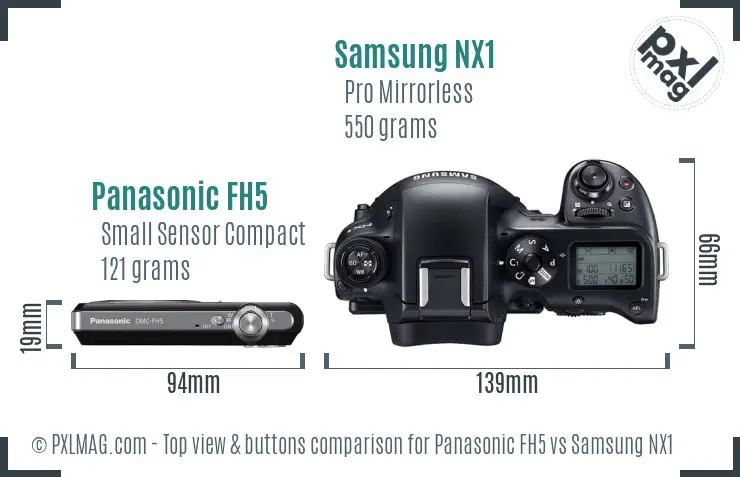 Panasonic FH5 vs Samsung NX1 top view buttons comparison