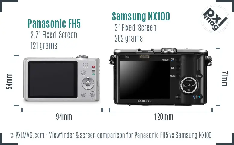 Panasonic FH5 vs Samsung NX100 Screen and Viewfinder comparison