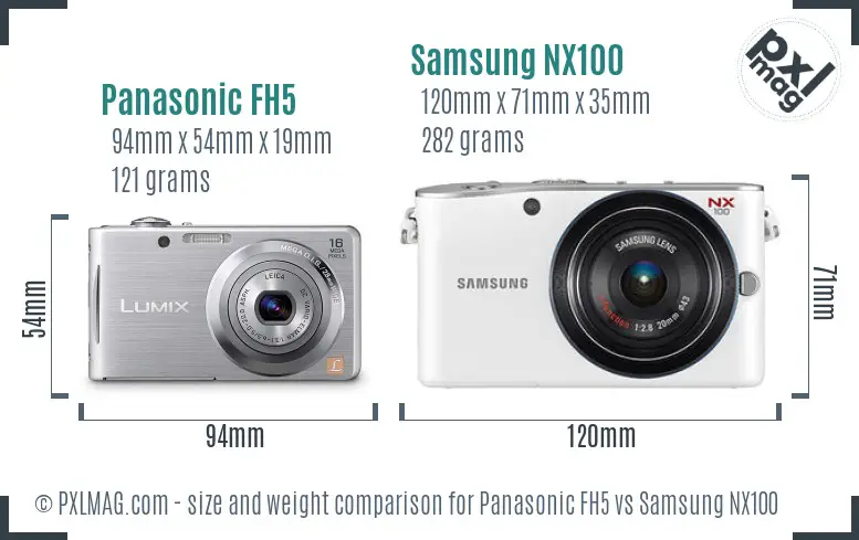 Panasonic FH5 vs Samsung NX100 size comparison