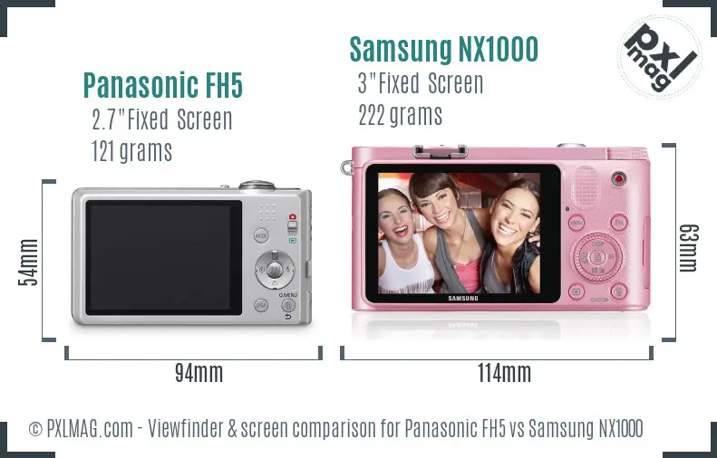 Panasonic FH5 vs Samsung NX1000 Screen and Viewfinder comparison Panasonic FH5 vs Samsung NX1000 Screen and Viewfinder comparison