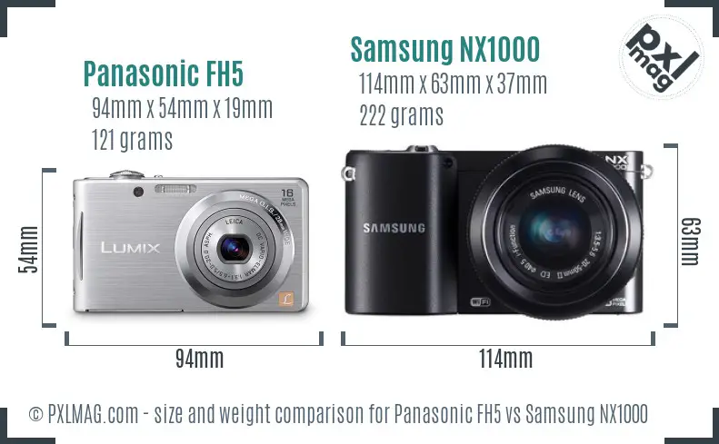 Panasonic FH5 vs Samsung NX1000 size comparison Panasonic FH5 vs Samsung NX1000 size comparison