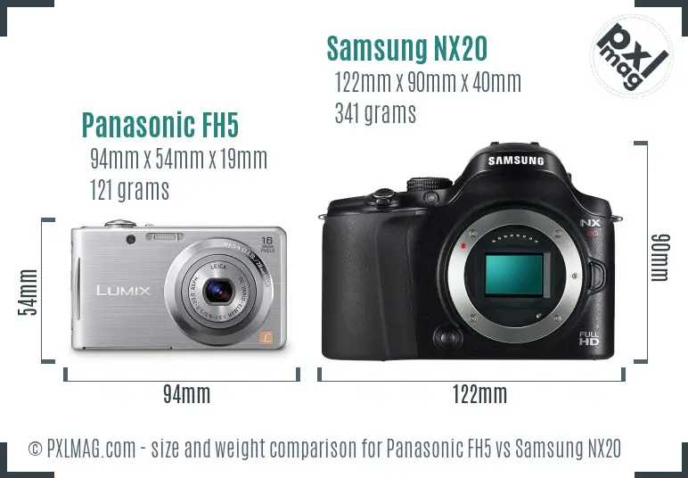 Panasonic FH5 vs Samsung NX20 size comparison