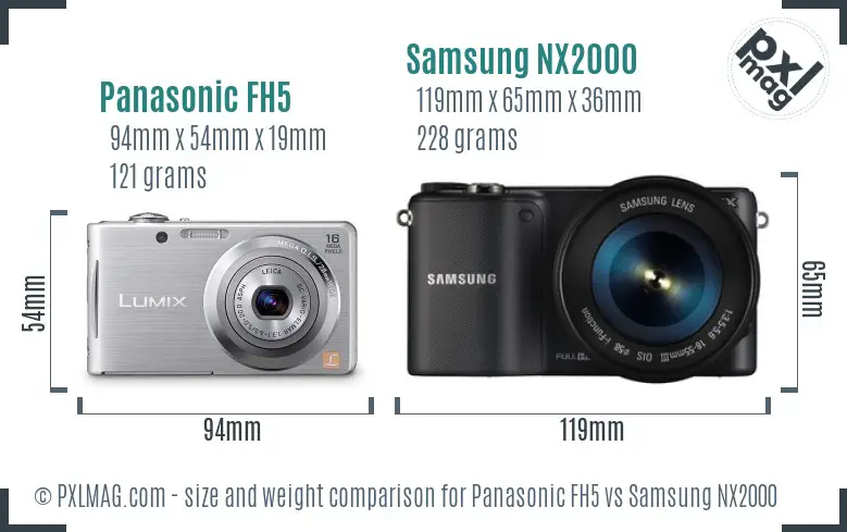 Panasonic FH5 vs Samsung NX2000 size comparison