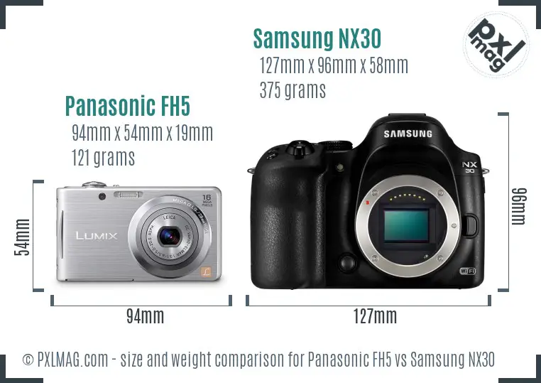 Panasonic FH5 vs Samsung NX30 size comparison