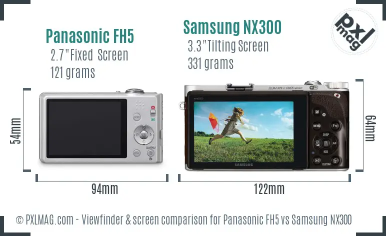 Panasonic FH5 vs Samsung NX300 Screen and Viewfinder comparison Panasonic FH5 vs Samsung NX300 Screen and Viewfinder comparison