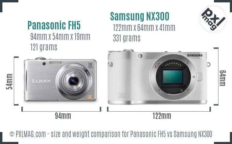 Panasonic FH5 vs Samsung NX300 size comparison Panasonic FH5 vs Samsung NX300 size comparison