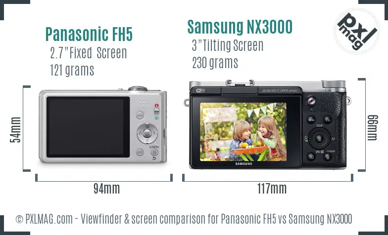 Panasonic FH5 vs Samsung NX3000 Screen and Viewfinder comparison Panasonic FH5 vs Samsung NX3000 Screen and Viewfinder comparison