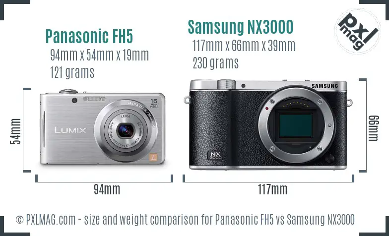 Panasonic FH5 vs Samsung NX3000 size comparison Panasonic FH5 vs Samsung NX3000 size comparison