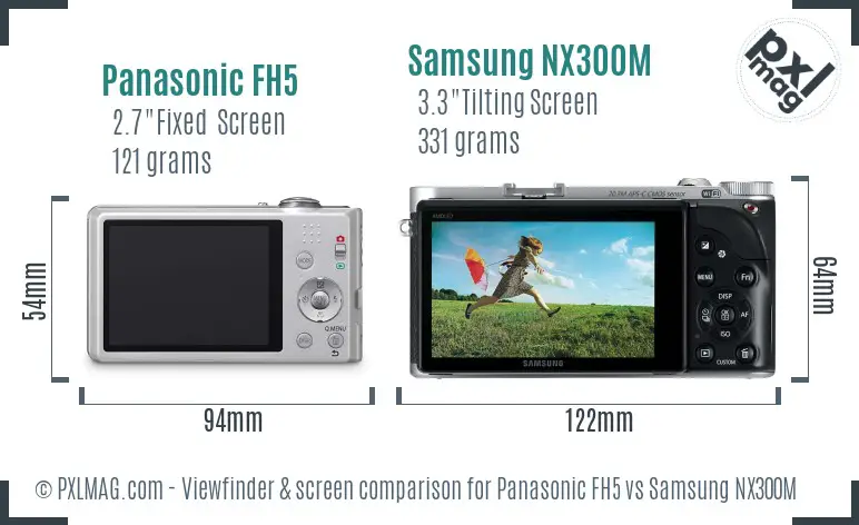 Panasonic FH5 vs Samsung NX300M Screen and Viewfinder comparison