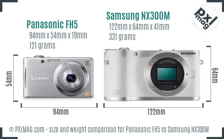 Panasonic FH5 vs Samsung NX300M size comparison