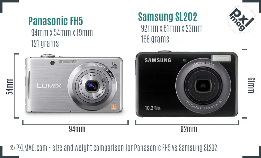 Panasonic FH5 vs Samsung SL202 size comparison Panasonic FH5 vs Samsung SL202 size comparison
