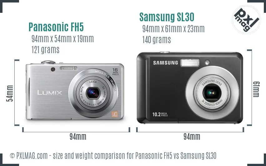 Panasonic FH5 vs Samsung SL30 size comparison Panasonic FH5 vs Samsung SL30 size comparison