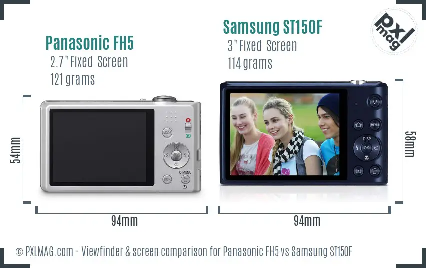 Panasonic FH5 vs Samsung ST150F Screen and Viewfinder comparison