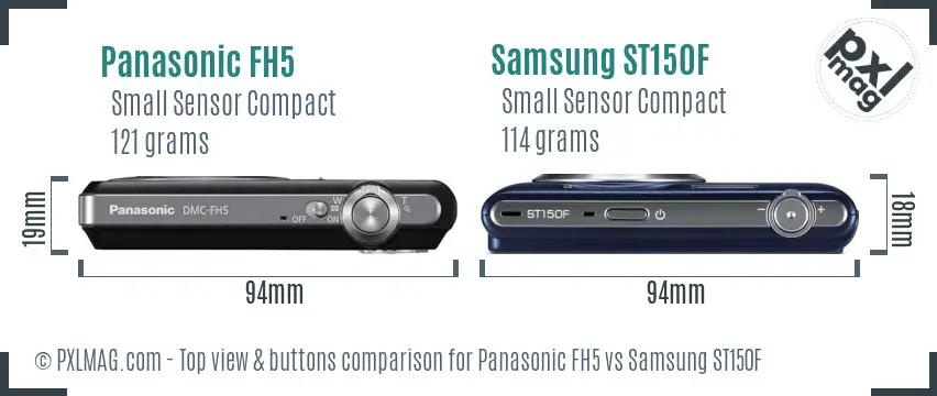 Panasonic FH5 vs Samsung ST150F top view buttons comparison