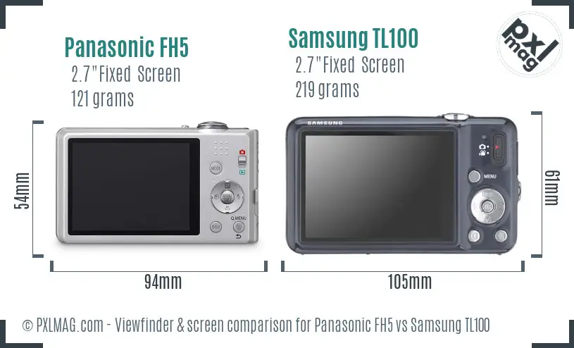 Panasonic FH5 vs Samsung TL100 Screen and Viewfinder comparison