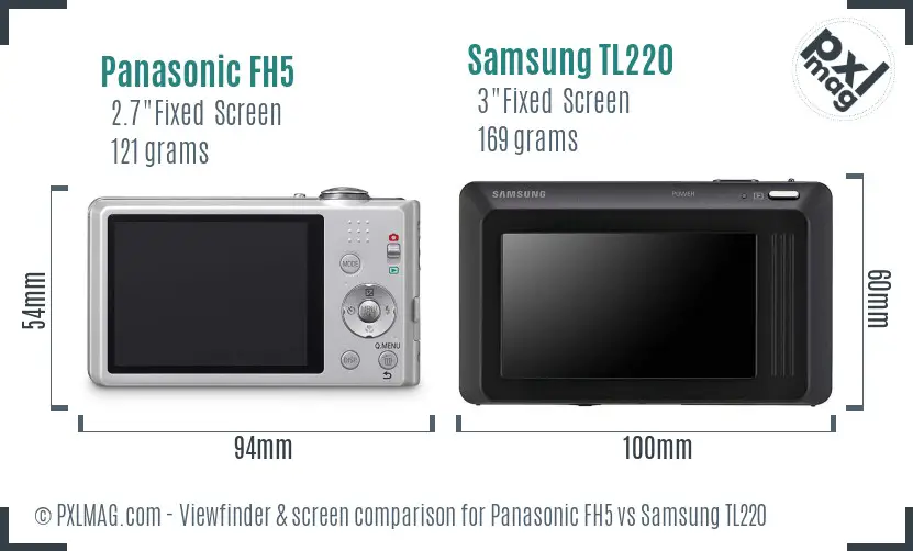 Panasonic FH5 vs Samsung TL220 Screen and Viewfinder comparison