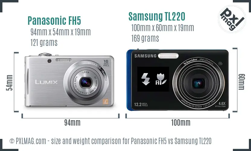 Panasonic FH5 vs Samsung TL220 size comparison