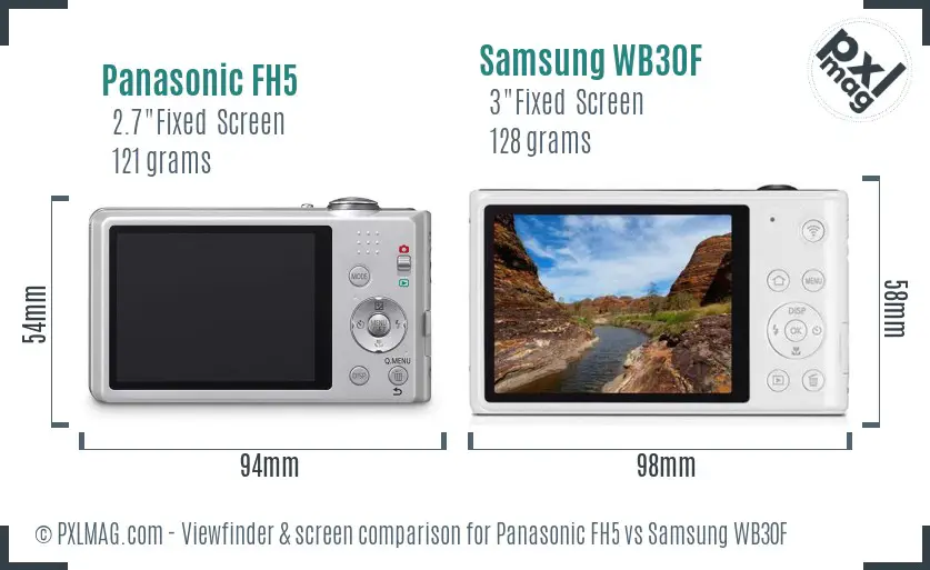 Panasonic FH5 vs Samsung WB30F Screen and Viewfinder comparison