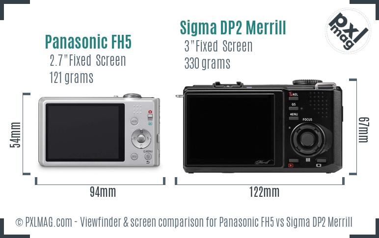 Panasonic FH5 vs Sigma DP2 Merrill Screen and Viewfinder comparison
