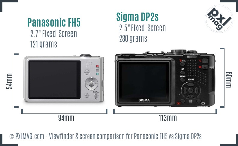 Panasonic FH5 vs Sigma DP2s Screen and Viewfinder comparison