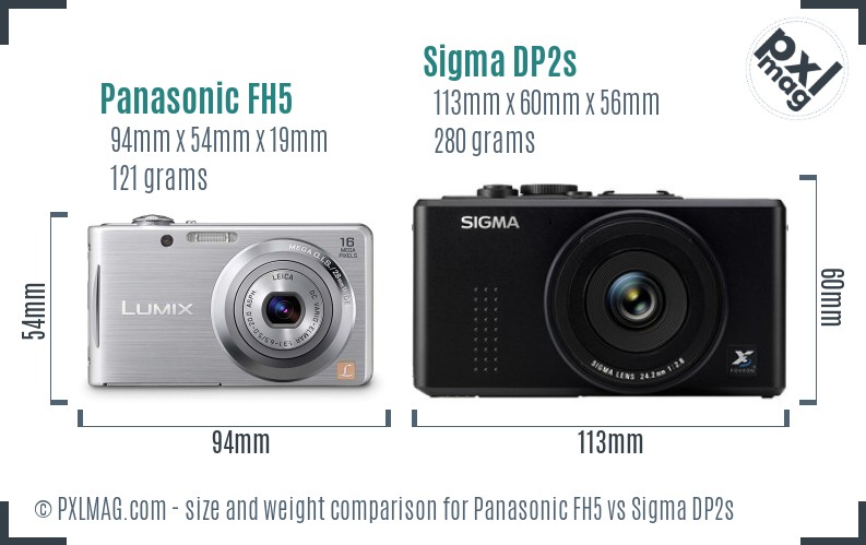 Panasonic FH5 vs Sigma DP2s size comparison Panasonic FH5 vs Sigma DP2s size comparison