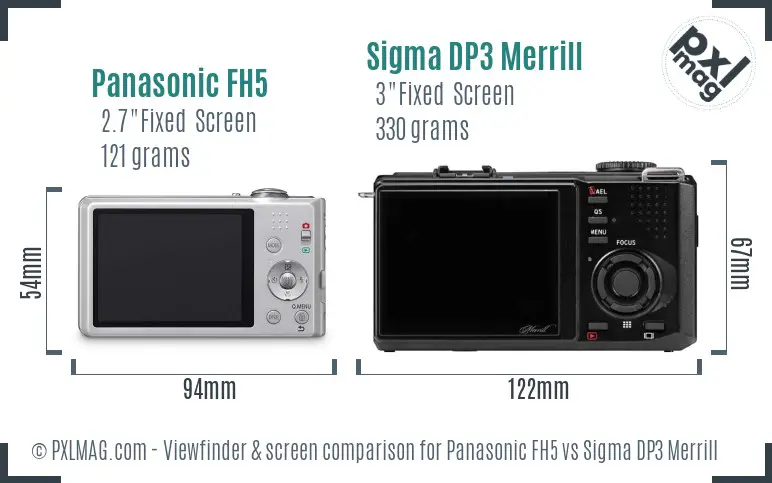 Panasonic FH5 vs Sigma DP3 Merrill Screen and Viewfinder comparison