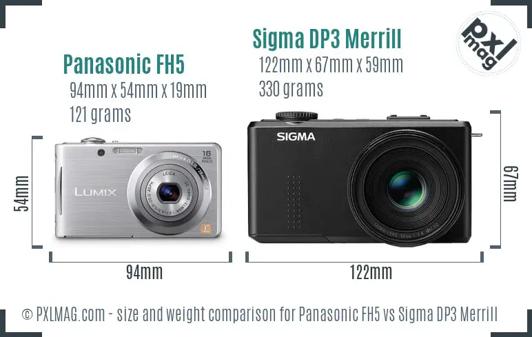 Panasonic FH5 vs Sigma DP3 Merrill size comparison