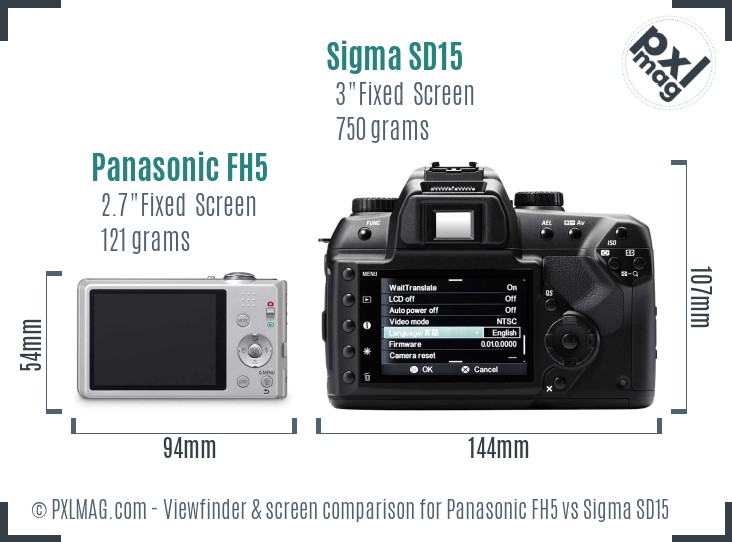 Panasonic FH5 vs Sigma SD15 Screen and Viewfinder comparison