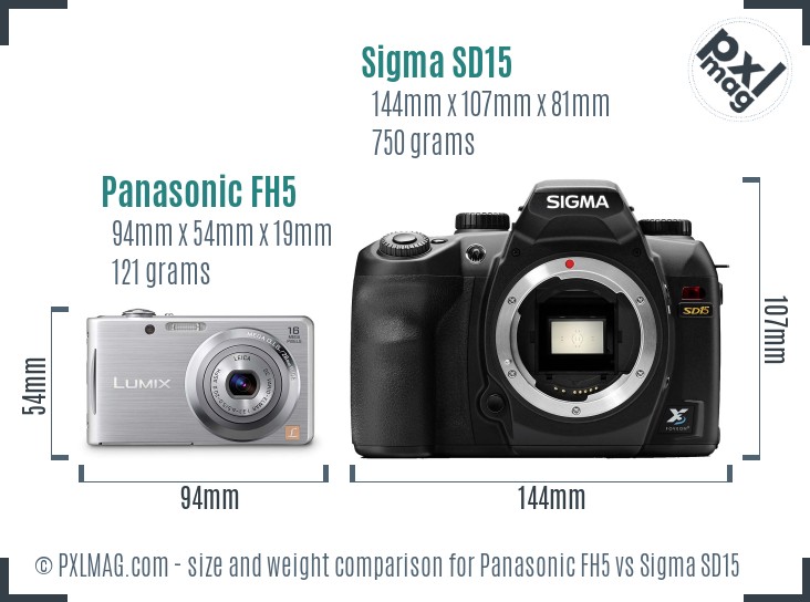 Panasonic FH5 vs Sigma SD15 size comparison Panasonic FH5 vs Sigma SD15 size comparison