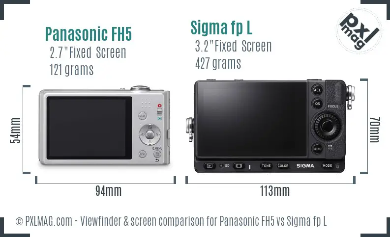 Panasonic FH5 vs Sigma fp L Screen and Viewfinder comparison