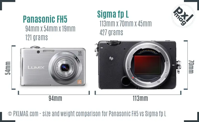 Panasonic FH5 vs Sigma fp L size comparison