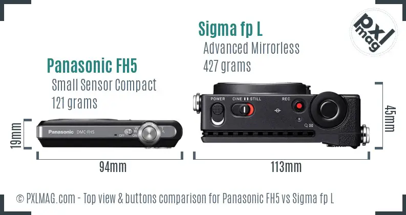 Panasonic FH5 vs Sigma fp L top view buttons comparison