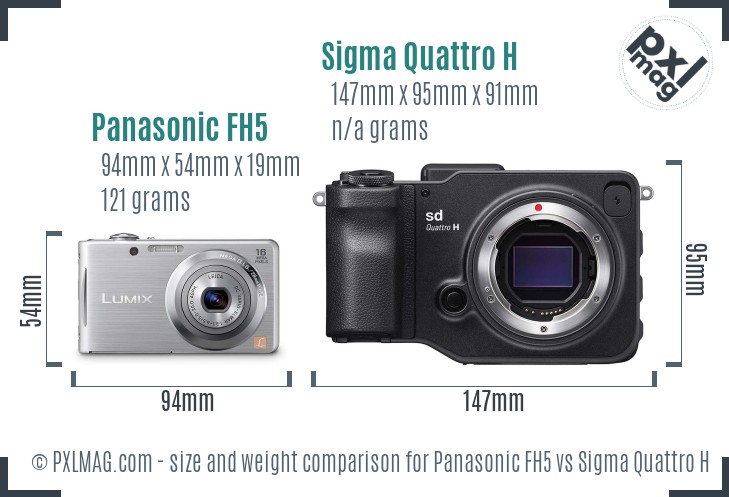 Panasonic FH5 vs Sigma Quattro H size comparison