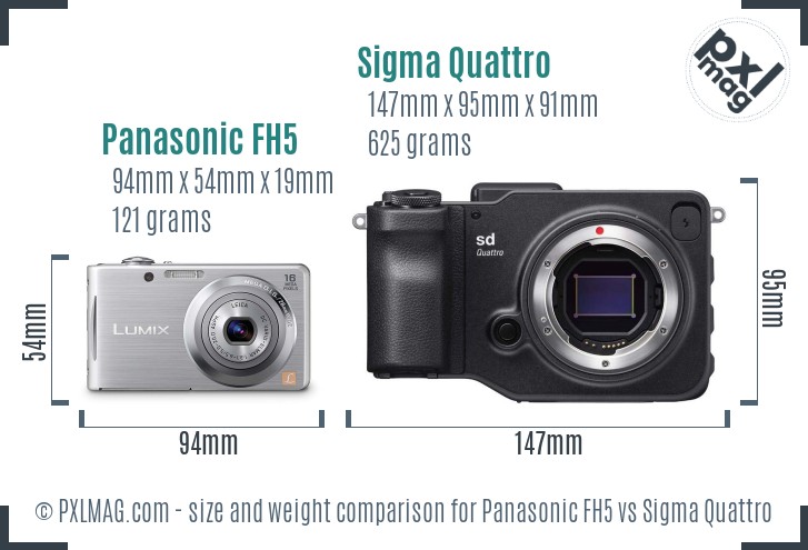 Panasonic FH5 vs Sigma Quattro size comparison Panasonic FH5 vs Sigma Quattro size comparison