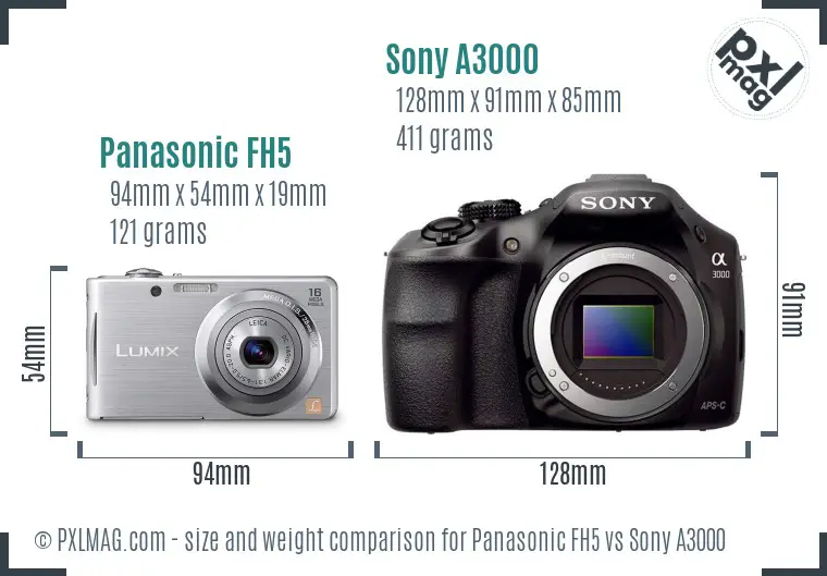 Panasonic FH5 vs Sony A3000 size comparison Panasonic FH5 vs Sony A3000 size comparison