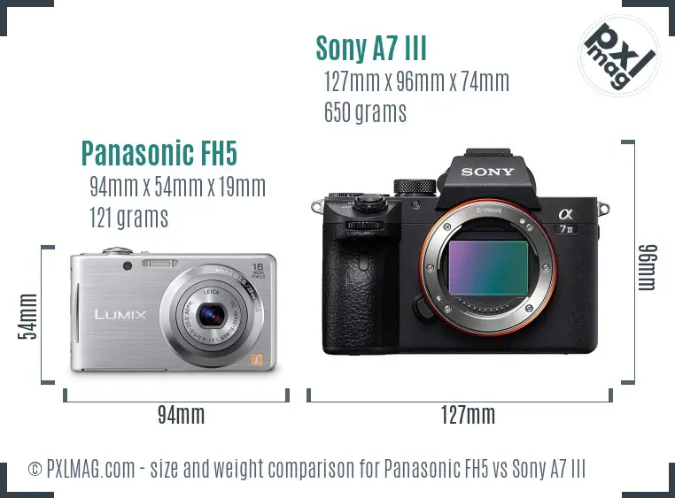Panasonic FH5 vs Sony A7 III size comparison