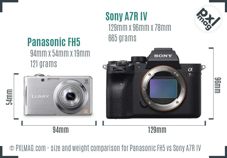 Panasonic FH5 vs Sony A7R IV size comparison