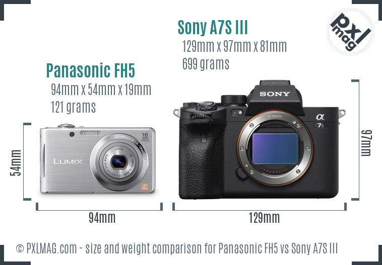 Panasonic FH5 vs Sony A7S III size comparison