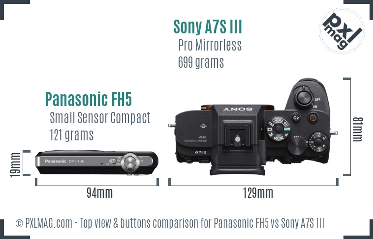 Panasonic FH5 vs Sony A7S III top view buttons comparison