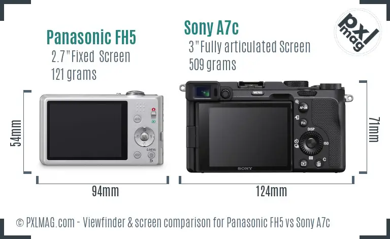 Panasonic FH5 vs Sony A7c Screen and Viewfinder comparison