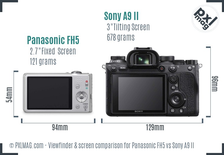 Panasonic FH5 vs Sony A9 II Screen and Viewfinder comparison