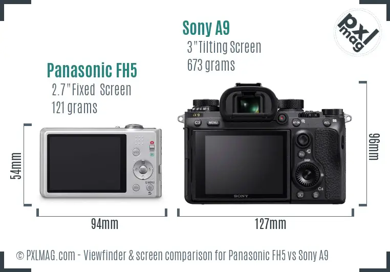 Panasonic FH5 vs Sony A9 Screen and Viewfinder comparison